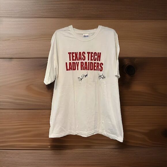 Texas Tech Lady Raiders T-Shirt Marsha Sharpe & Alesha Robertson #55 Signed - Picture 1 of 7